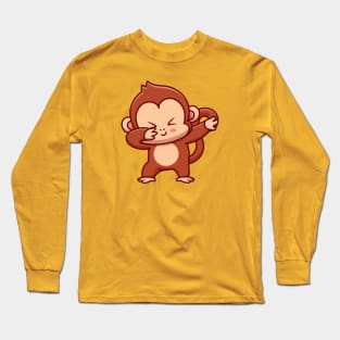 Cute Monkey Dabbing Cartoon Long Sleeve T-Shirt